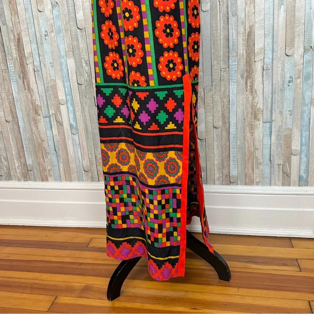 Vintage 60s 70s Lanz XS 0 Bright Mod Floral Print Maxi Midi Skirt Funky Hippie‎